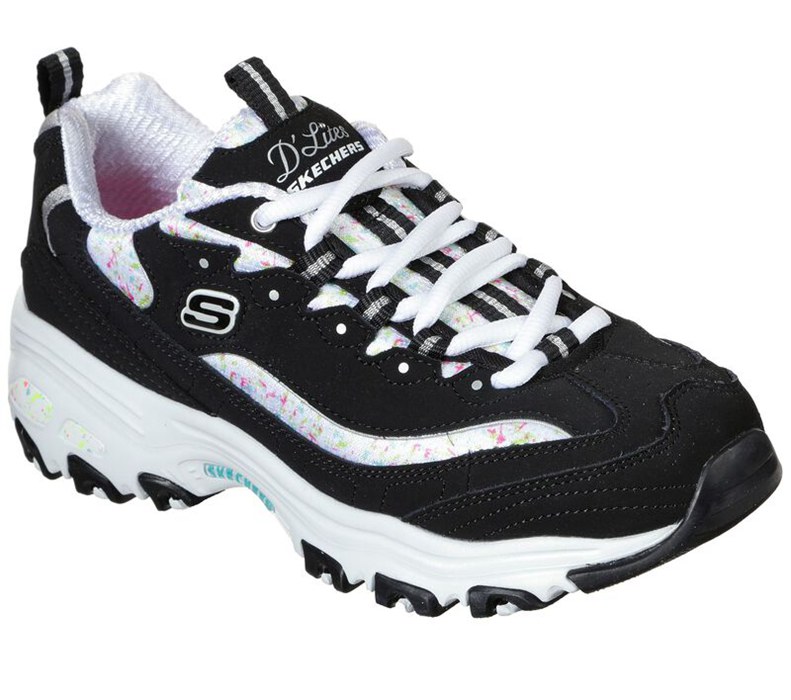 Skechers D'lites - Dazzling Canvas - Womens Sneakers Black/Multicolor [AU-SN8189]